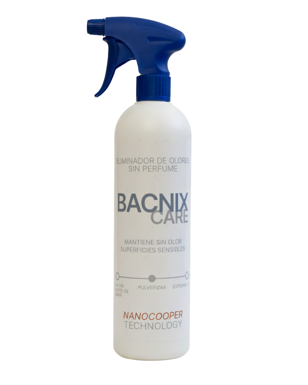 Spray Bacnix Care para eliminar olores y cuidar tejidos delicados con nanocobre antibacteriano.